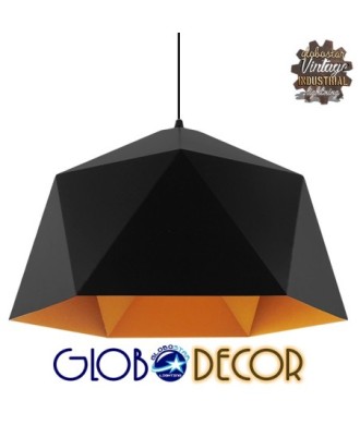 GLOBOSTAR® HEXAGON 01195 Μοντέρνο Κρεμαστό Φωτιστικό Οροφής με Ντουί 1 x E27 AC 220-240V IP20 - Μαύρο & Χρυσό - Μ46 x Π46 x Υ25cm